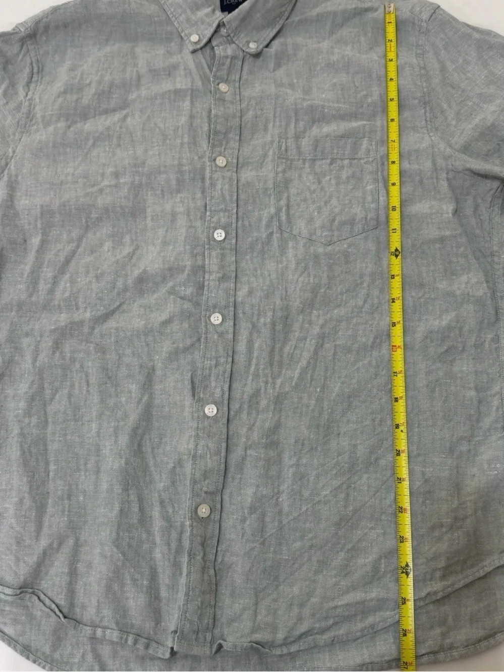 J.Crew Men's Light Sage Green Linen Blend Button Down Shirt Size XL